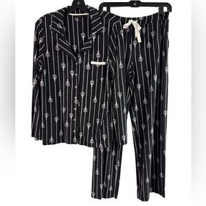 Soma Black Stripe Hearts Pajama Set Size S